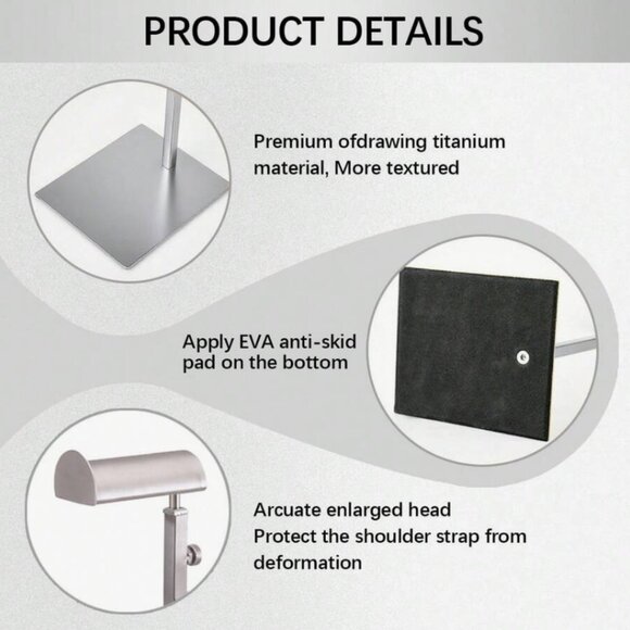 NEW Set of 2 Silver Adjustable Stainless Steel Purse/Bag Display Stands - Picture 4 of 6